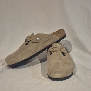 Brand New - Birkenstock Boston Clogs - Taupe Suede Braid - Size 40 Women 9 Men 7